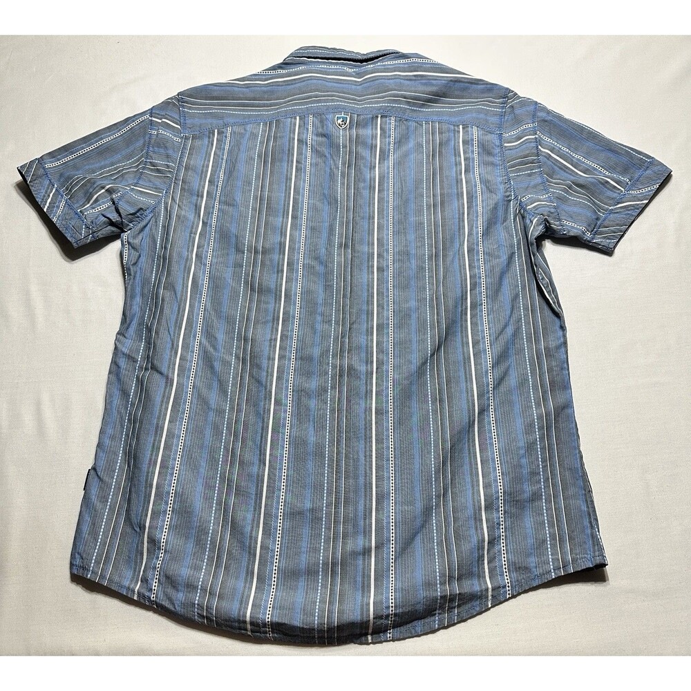 Kuhl Button Shirt Vertical Striped Short Sleeve Suncel Cotton Men’s Size Small - Picture 5 of 9
